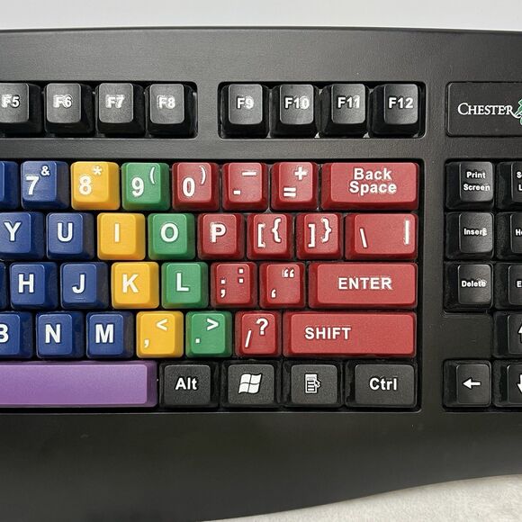 Chester Creek F21-WE28 Kids Keyboard Colorful Learning Board Wired USB Tested - Picture 3 of 6